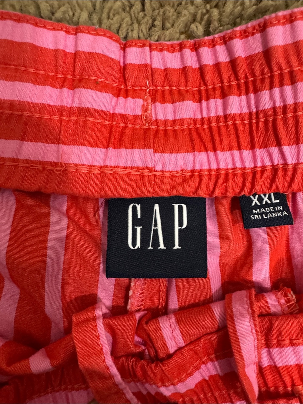 GAP Poplin Boxer Shorts Red Pink Striped Womens size XXL Casual Summer Lounge - Picture 2 of 9